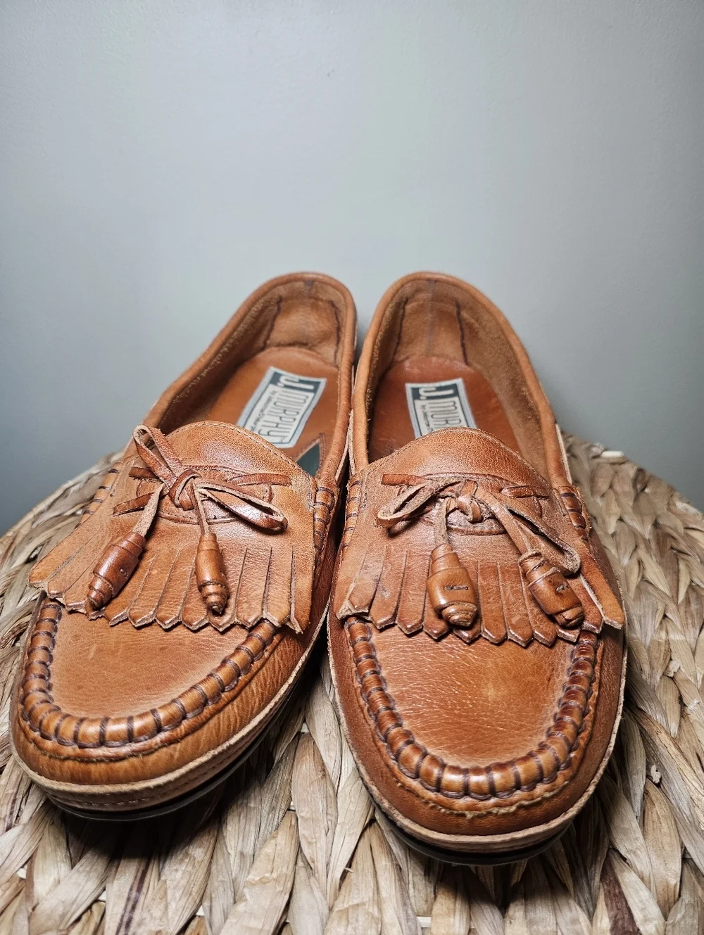 Brown Leather Tassel Loafers Mens Size 10 Driving Shoes Classic Preppy
